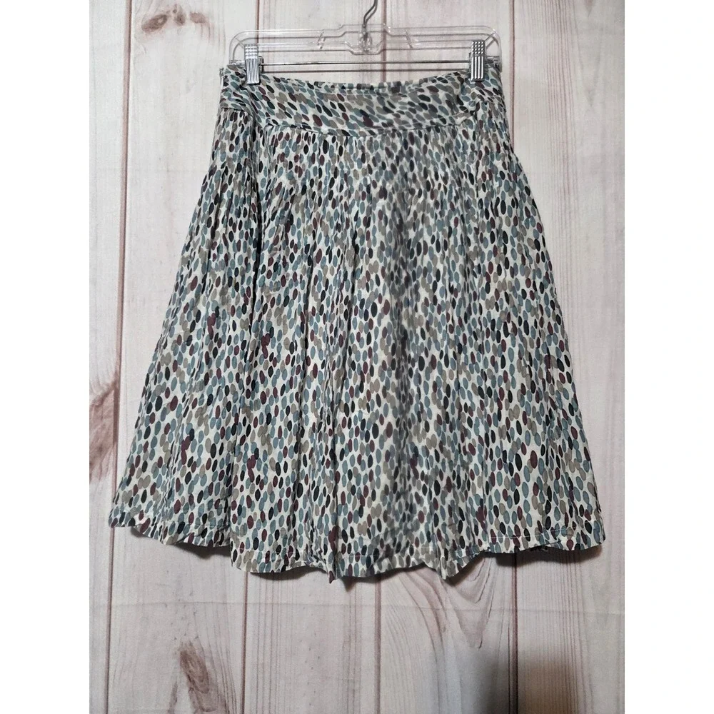 Banana Republic Women Blue Abstract Pebble Print Cotton Silk ALine‎ Skirt Size 4